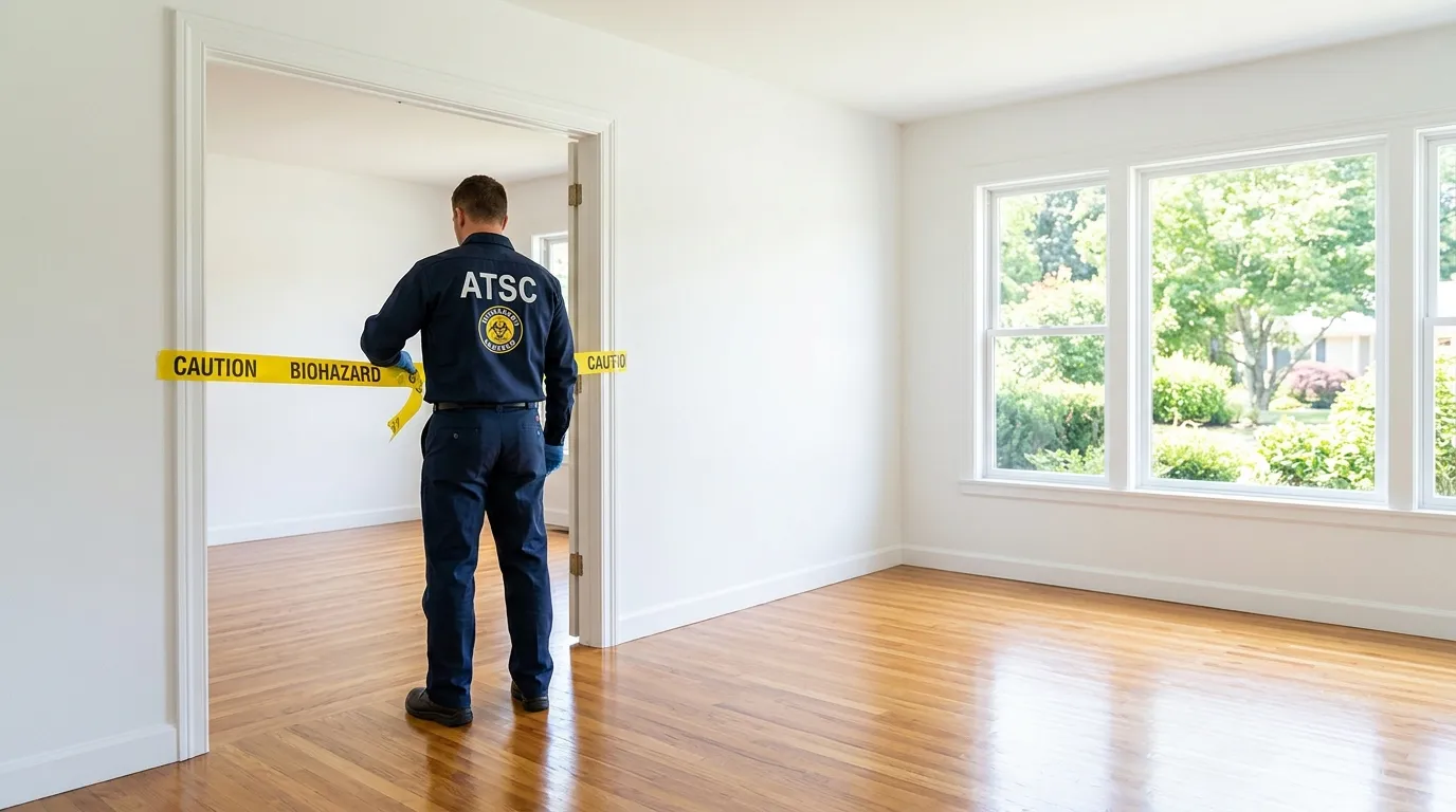 Certified biohazard cleanup crew performing Trauma Scene Cleanup in Dix Hills